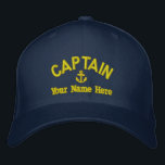 Casquette Brodée Capitaines de voile personnalisés<br><div class="desc">Personnalisez ce casquette marin à thème nautique avec un motif d'ancre brodé avec votre nom de voile ou de bateau à moteur, ou changez le texte pour un autre membre d'équipage. Cliquez sur personnaliser pour ajuster la taille du texte, la couleur ou le style de la police de broderie pour...</div>