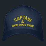 Casquette Brodée Capitaines de voile personnalisés<br><div class="desc">Personnalisez facilement ce casquette marin à thème nautique avec un motif d'ancre avec votre nom de voile ou de bateau à moteur, ou changez le texte pour un autre membre d'équipage. Cliquez sur personnaliser pour ajuster la taille du texte, la couleur ou le style de la police de broderie pour...</div>