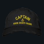 Casquette Brodée Capitaines de voile personnalisés<br><div class="desc">Personnalisez facilement ce casquette marin à thème nautique avec un motif d'ancre avec votre nom de voile ou de bateau à moteur, ou changez le texte pour un autre membre d'équipage. Cliquez sur personnaliser pour ajuster la taille du texte, la couleur ou le style de la police de broderie pour...</div>