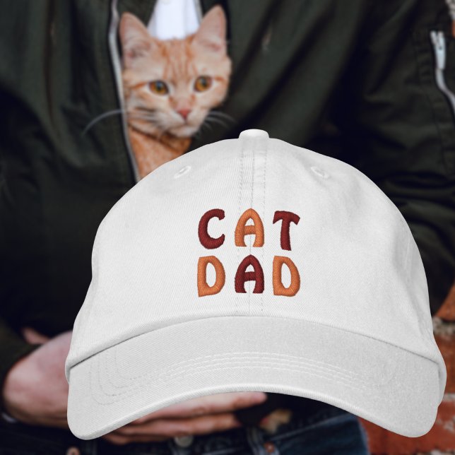 Casquette Brodée CAT DAD Orange and Brown Typography (Créateur téléchargé)