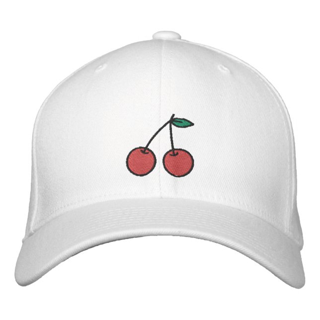 Casquette Brodée Cerises rouges mignonnes personnalisées (Devant)