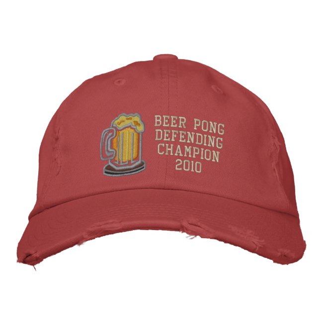Casquette Brodée Champion de la défense de la bière Pong (Devant)