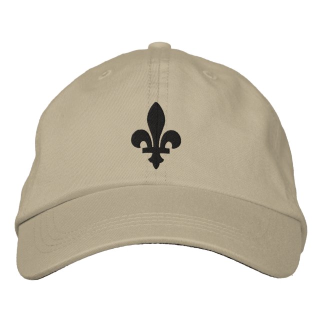 Casquette Brodée Chapeau brodé fleur de lis jaune et noir (Devant)