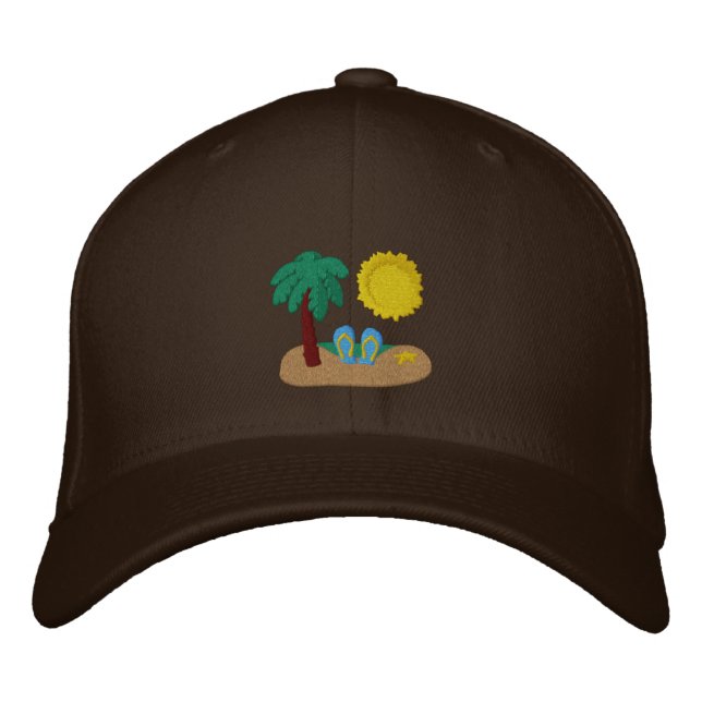 Casquette Brodée Chapeau brodé scène de plage (Devant)
