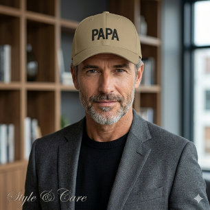 Casquette Brodée Chapeau de baseball kaki avec texte PAPA personnal