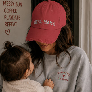 Casquette Brodée Chapeau rose mignon pour mères de filles