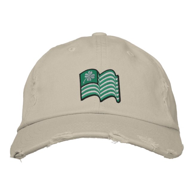 Casquette Brodée Chapeau trèfle chanceux drapeau irlandais (Devant)
