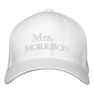 Casquette Brodée Chic Mme Nom de famille rose pâle blanc