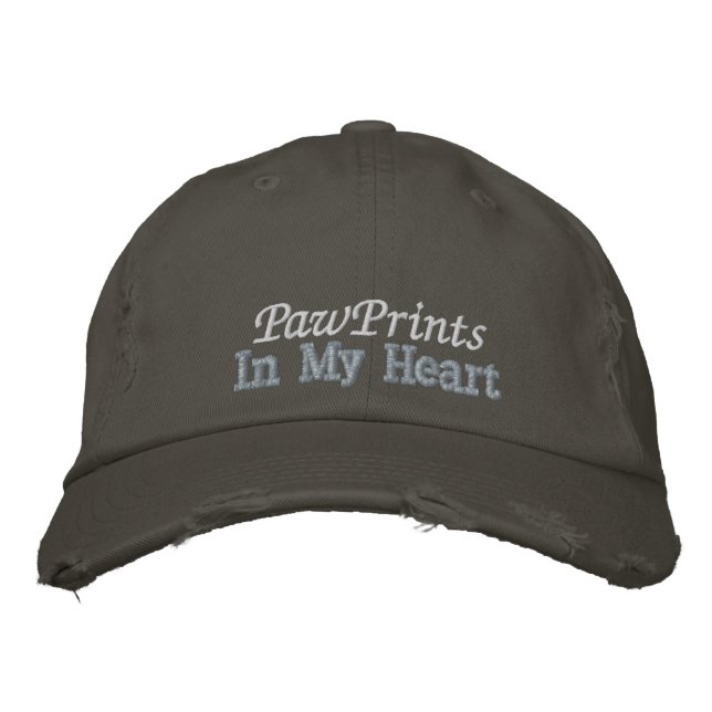 Casquette Brodée Chien PawPrints Citation Coeur mignonne Or gris ru (Devant)