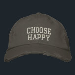 Casquette Brodée Choisir une soumission motivationnelle positive<br><div class="desc">Répandez la positivité partout où vous allez avec ce design "Choose Happy" avec un style typographique audacieux et en détresse. Parfait pour ceux qui aiment les messages stimulants, la pleine conscience et un look décontracté mais élégant. Un grand choix pour l'usure quotidienne, les défenseurs de l'autosoin, ou comme un cadeau...</div>