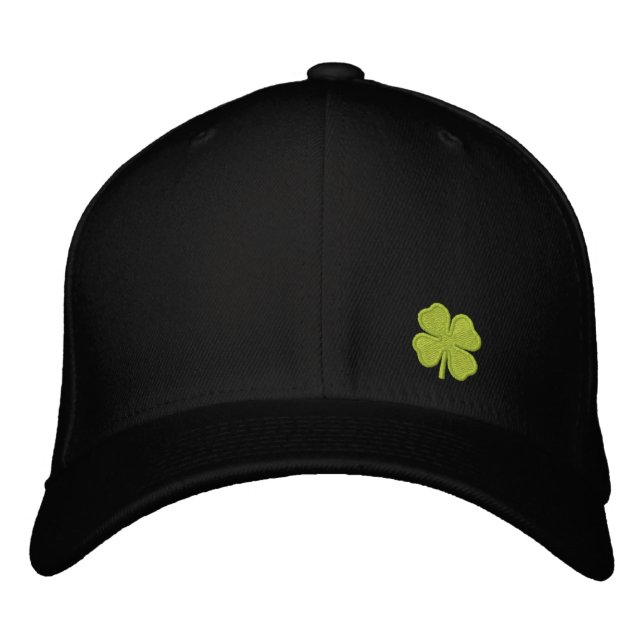 Casquette Brodée Clover à quatre feuilles noir St. Patrick - PERSON (Devant)