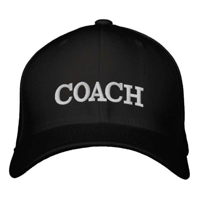 Casquette Brodée Coach noir, laine Flexfit de base (Devant)