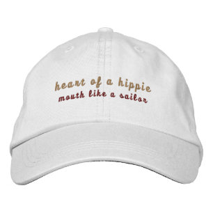 Casquette Brodée Cœur de hippie bouche comme un marin chapeau blanc