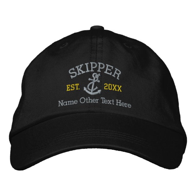 Casquette Brodée Commandant Avec Ancre Personnalisé (Devant)