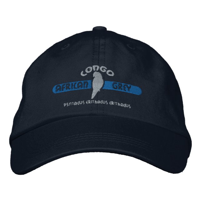 Casquette Brodée Congo-Africain Gris Parrot Bleu (Devant)
