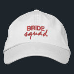 Casquette Brodée Cortège de mariée fun nouveauté rose écriture mari<br><div class="desc">Célébrez dans le style avec ce casquette de baseball brodée personnalisée "BRIDE squad" rose. Tout le texte et les couleurs sont modifiables pour s'adapter à votre thème de mariage et à vos couleurs. Parfait pour tout le monde dans votre cortège de mariée. Associez-le au t-shirt à écriture rose et aux...</div>