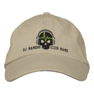 Casquette Brodée Crâne DJ personnalisé Votre nom Club Broderie