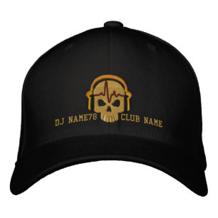 Casquette Brodée Crâne DJ personnalisé Votre nom Club Broderie