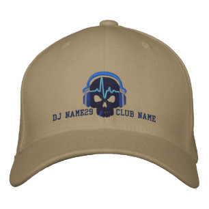 Casquette Brodée Crâne DJ personnalisé Votre nom Club Broderie