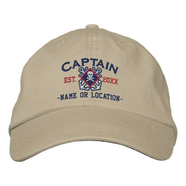 Casquette Brodée Crâne nautique personnalisé de capitaine de la (Devant)