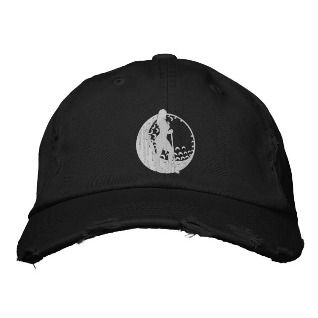 Casquette Brodée Crescent Golf Ball Golfer Frapper Silhouette (Devant)