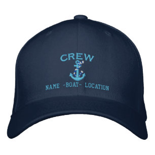 Casquette Brodée CREW Blue Rope Ancre Votre nom de bateau ou les de