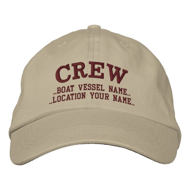 Casquette Brodée CREW Personnalisez-le ! Votre bateau Votre nom (Devant)