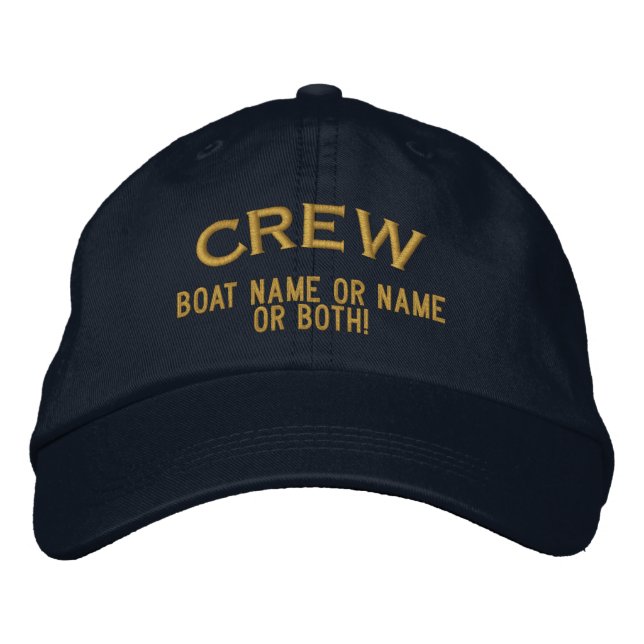 Casquette Brodée CREW Your Boat Name Votre nom ou les deux! (Devant)