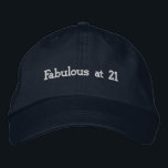 Casquette Brodée Custom Fabulous at 21 Celebrate Birthday Look Navy<br><div class="desc">Celebrate a major milestone with this Navy Alternative Apparel Basic Adjustable Cap featuring beautifully stitched “Fabulous at 21” text that adds confidence and charm to any birthday look. The one-size-fits-all adjustable closure delivers a secure and relaxed fit, perfect for parties, club nights, photoshoots, or weekend celebrations. Order in bulk for...</div>