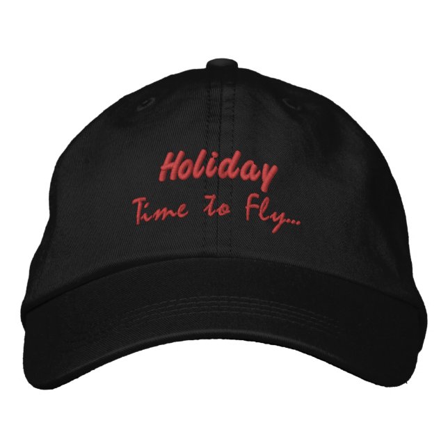 Casquette brodée de vacances de couleur noire (Devant)