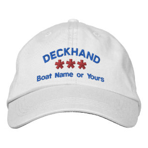 Casquette Brodée DECKHAND Nom personnalisé BLANC BLANC BLEU BLEU Pe