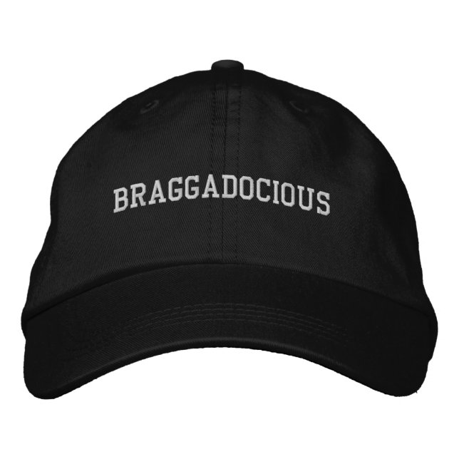 Casquette Brodée Déclaration brodée noir et blanc Braggadocious  (Devant)