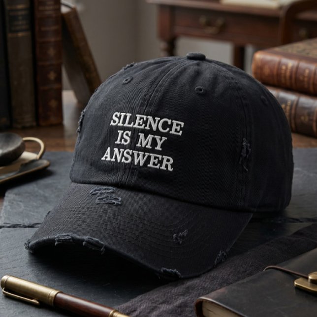Casquette Brodée Distressed Vintage Silence Est Ma Réponse Serif Ty (Créateur téléchargé)