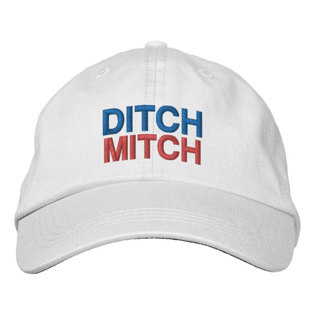 Casquette Brodée Ditch Mitch rouge blanc bleu moderne typographie d (Devant)