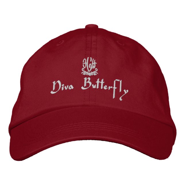 Casquette Brodée Diva Papillon rouge (Devant)