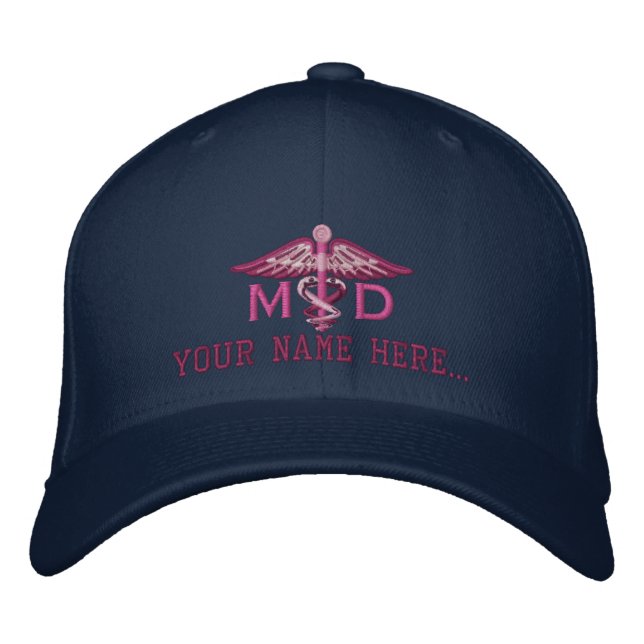 Casquette Brodée DM personnalisée votre caducée Médicale des textes (Devant)