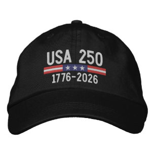 Casquette Brodée Drapeau américain USA 250 avec barre - rouge blanc