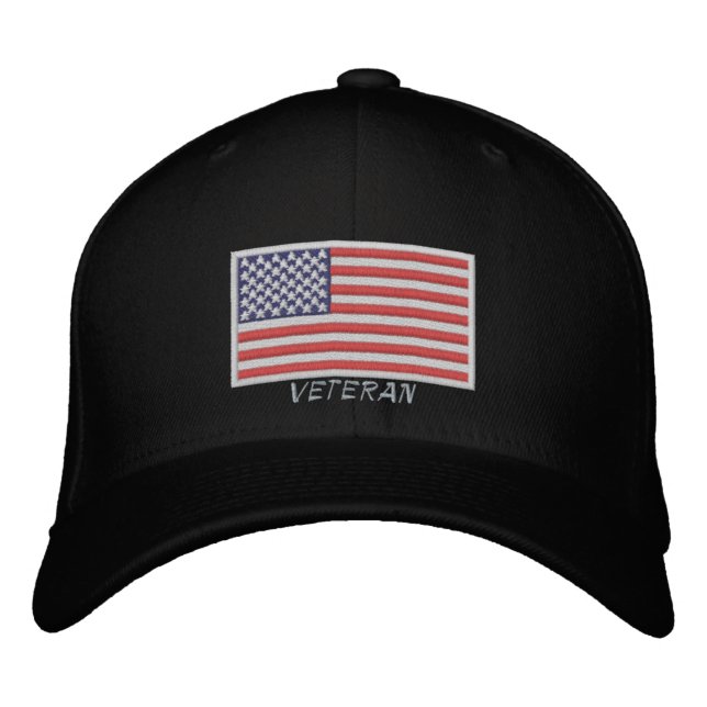 Casquette Brodée Drapeau américain - Vétéran - À Porter (Devant)