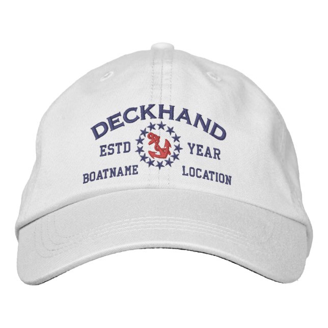 Casquette Brodée Drapeau de Yacht de Deckhand personnalisable avec  (Devant)