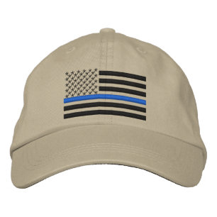 Casquette Brodée Drapeau mince de Blue Line USA dans le noir