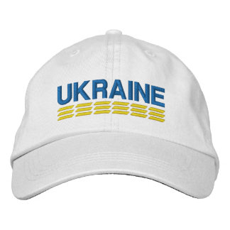 Casquette Brodée Drapeau UKRAINE Couleurs bleu et jaune sur blanc