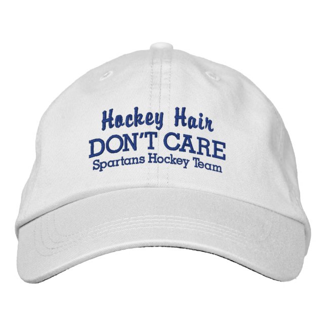Casquette Brodée Drôle "Hockey Hair Don't Care" nom d'équipe person (Devant)