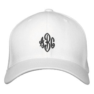 Casquette Brodée Élégant 3 lettres initiales Monogramme de script