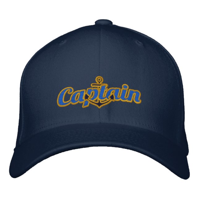 Casquette Brodée Elégant capitaine Ancre nautique Grande broderie (Devant)
