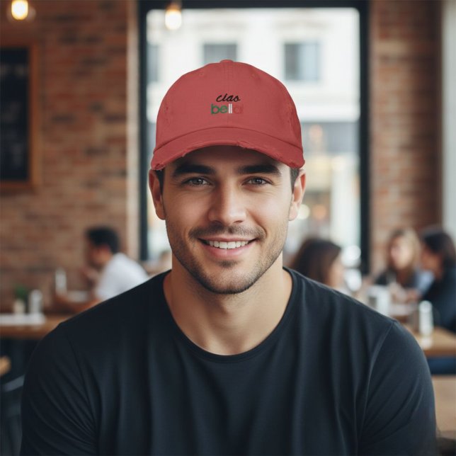 Casquette Brodée Embroidered hat,ciao bella,minimalist,italian gift (Créateur téléchargé)