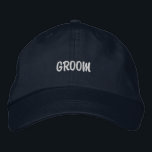 CASQUETTE BRODÉE EMBROIDERED WEDDING GROOM<br><div class="desc">Embroidered caps will make a useful and loved wedding favor for your wedding party to receive.
Choose from the available embroidery fonts and colors,  as well as color of cap.</div>