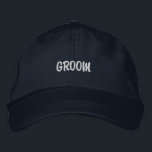 CASQUETTE BRODÉE EMBROIDERED WEDDING GROOM<br><div class="desc">Embroidered caps will make a useful and loved wedding favor for your wedding party to receive.
Choose from the available embroidery fonts and colors,  as well as color of cap.</div>