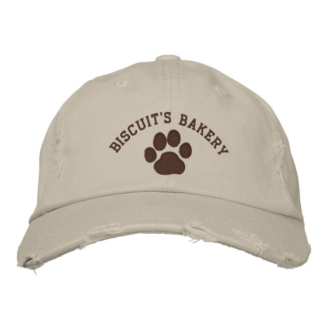 Casquette Brodée Empreinte de patte de chien avec texte et couleurs (Devant)
