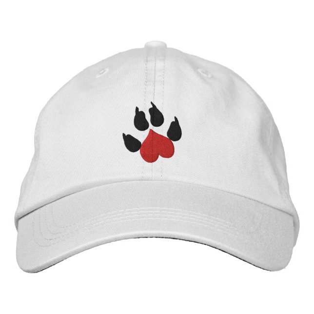 Casquette Brodée Empreinte de patte de chien de coeur (Devant)