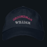 Casquette Brodée Enterrement de vie de garçon moderne pour garçon d<br><div class="desc">Ajoutez un nom et le rôle à jouer lors du mariage en cliquant sur le bouton "Personnalisé". Ce chapeau chic et élégant est le souvenir parfait d'un voyage inoubliable avec vos meilleurs amis. Le devant du chapeau présente une typographie "Groomsman" inspirée du sport qui capture parfaitement l'amusement et la camaraderie...</div>